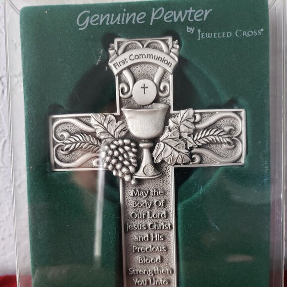 First Communion Pewter Cross by Jewelled - Picture 2 of 3